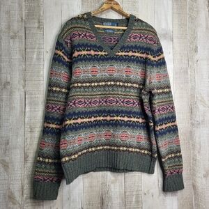 Rare Vintage Polo Ralph Lauren Fair Isle Wool Sweater. Size Large. Brand New.